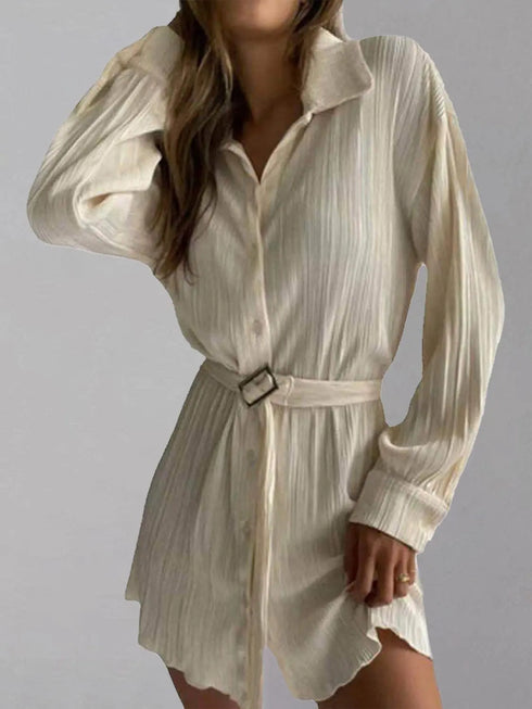 'Amara' Button Up Dropped Shoulder Shirt Dress - Celes Fashion